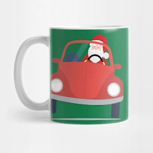 Santa Claus coming to you on his Car Sleigh this Christmas Mug